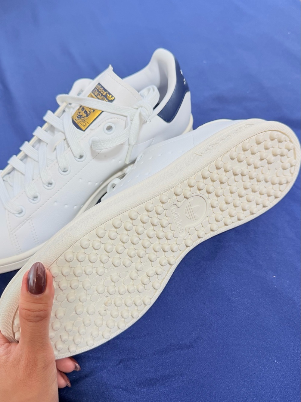 adidas White and navy blue Stan Smith Spikeless Golf Sneakers